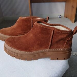 Elegant Brown Suede Ankle Booties with Sturdy Design